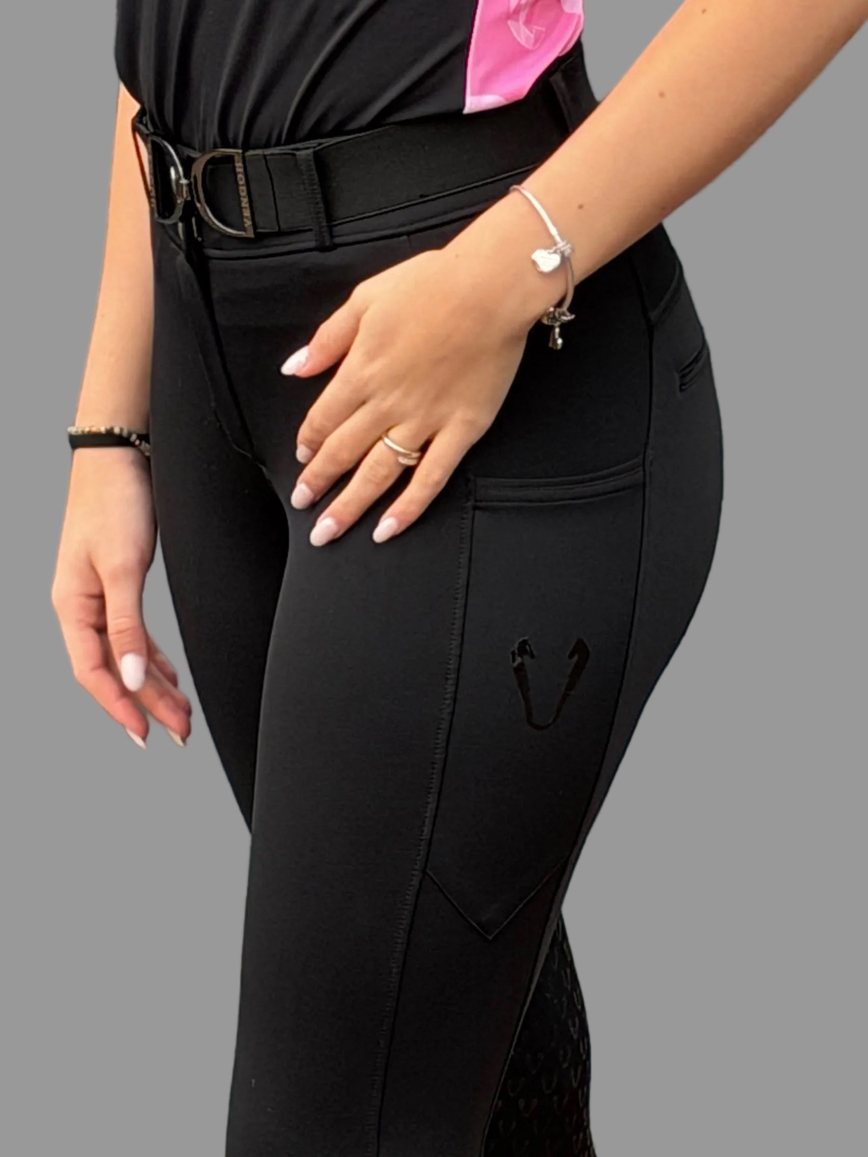Pantalon d'équitation hiver Vengoh Iris W Breeches coloris Noir Black - Tissu technique chaud et thermique