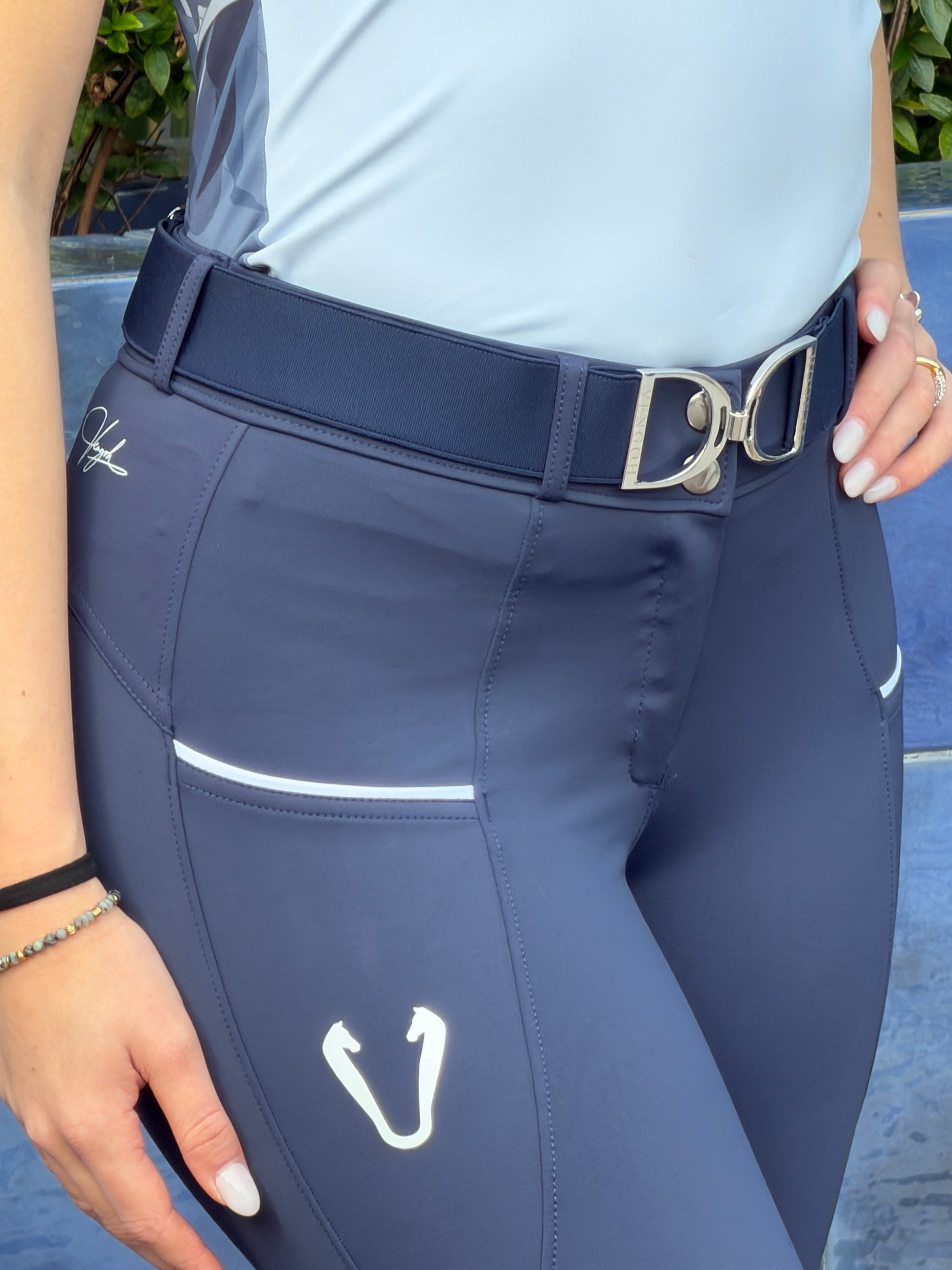 Pantalon d'équitation hiver Vengoh Iris W Breeches coloris Bleu Marine Navy - Coupe technique chaude