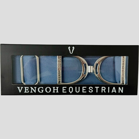 Coffret cadeau Vengoh : Ceinture élastique Navy Grey Bleu Gris et boucle Silver dans son écrin