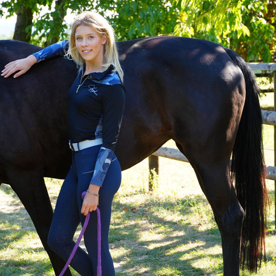 Pantalon équitation femme Vengoh Camellia Breeches Navy Bleu Marine - Taille regular