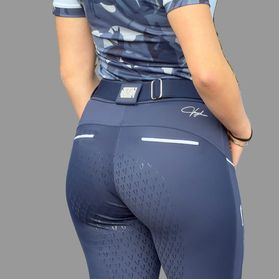 Pantalon d'équitation hiver Vengoh Iris W Breeches coloris Bleu Marine Navy - Coupe technique chaude