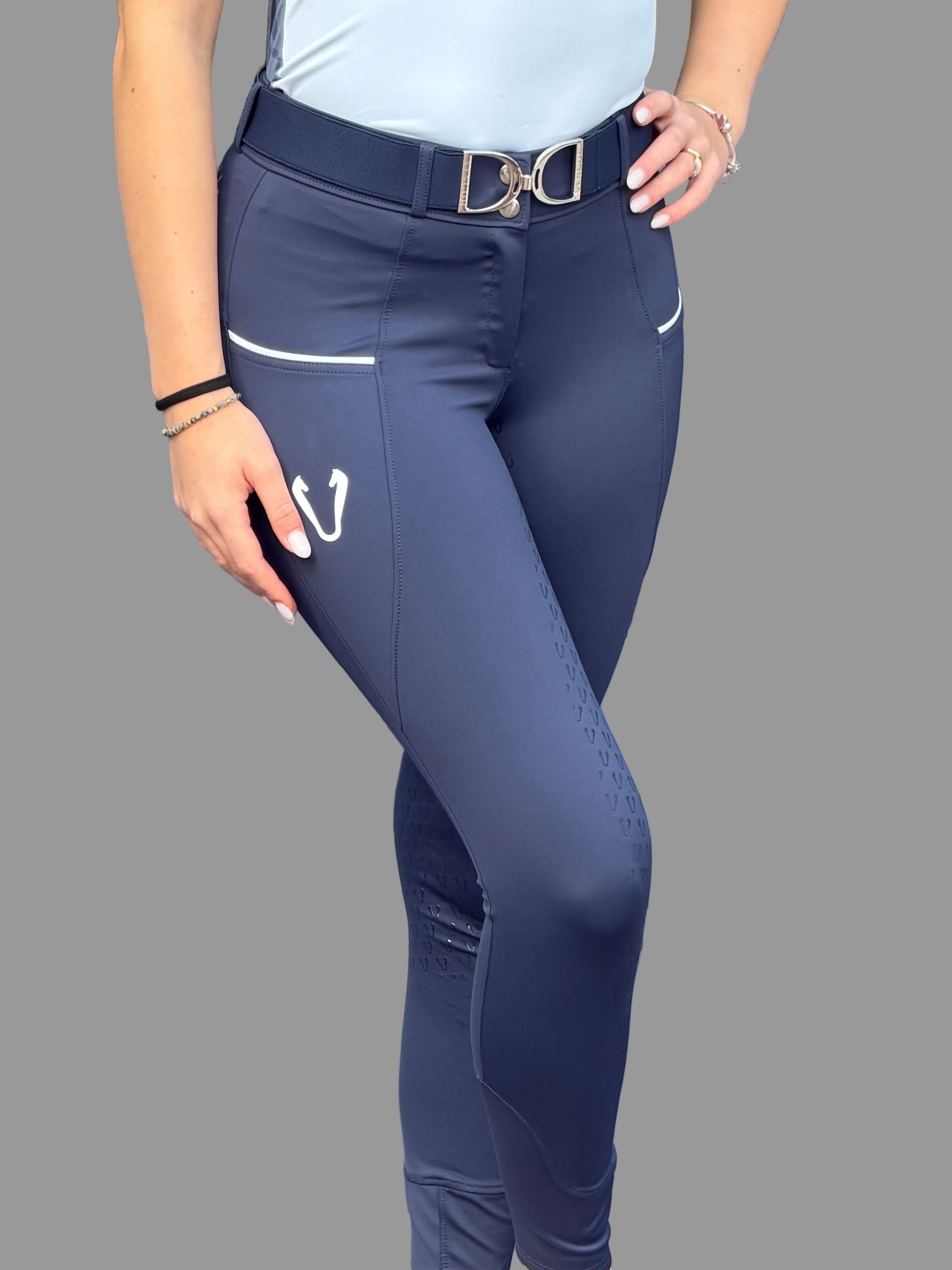 Pantalon d'équitation hiver Vengoh Iris W Breeches coloris Bleu Marine Navy - Coupe technique chaude