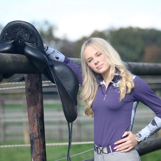 Top équitation technique femme Vengoh Azalea Base Layer Purple Violet - Manches longues