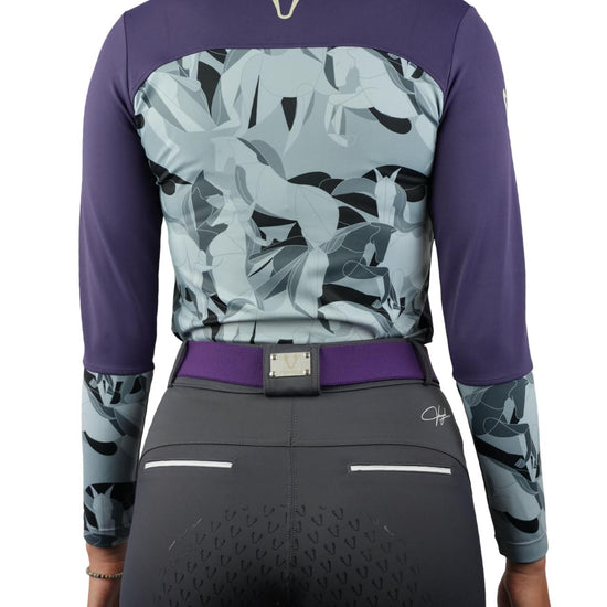 Coupe ajustée et design sportif sur top technique d'équitation Vengoh Azalea Purple Violet