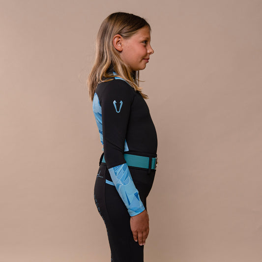 Azalea Kids Long-Sleeve Base Layer – Black with Baby-Blue Horse Motifs