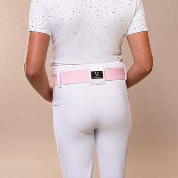 Legging d'équitation enfant Dahlia – Blanc, plaque logo argentée