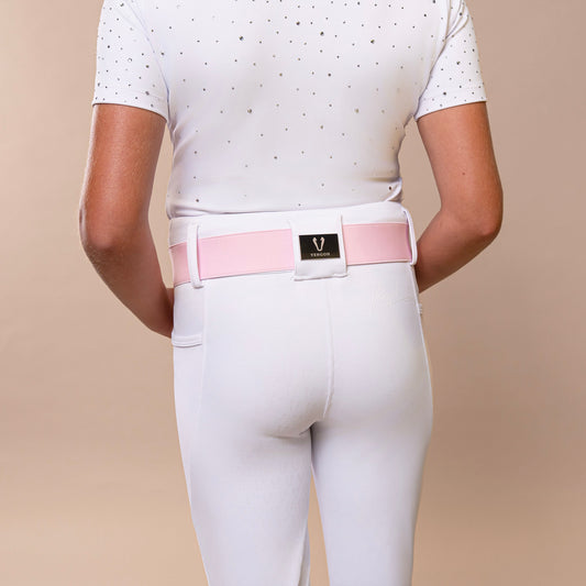 Dahlia Kids Riding Leggings – White with Silver Logo Plate