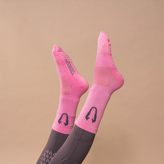 Kids Riding Socks VGH – Grey & Pink