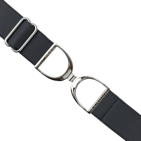 Ceinture équitation élastique Vengoh Anthracite Gris Foncé - Boucle Silver - Taille unique