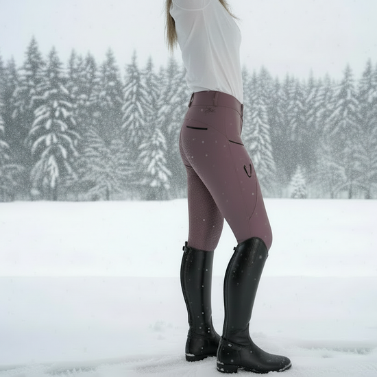 Pantalon d'équitation hiver Vengoh Royal Pink Rose - Coupe technique chaude et thermique