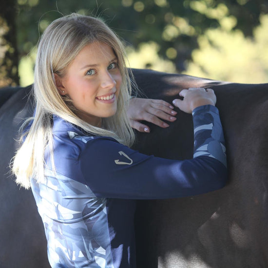 Top équitation technique femme Vengoh Azalea Base Layer Navy Bleu Marine - Manches longues