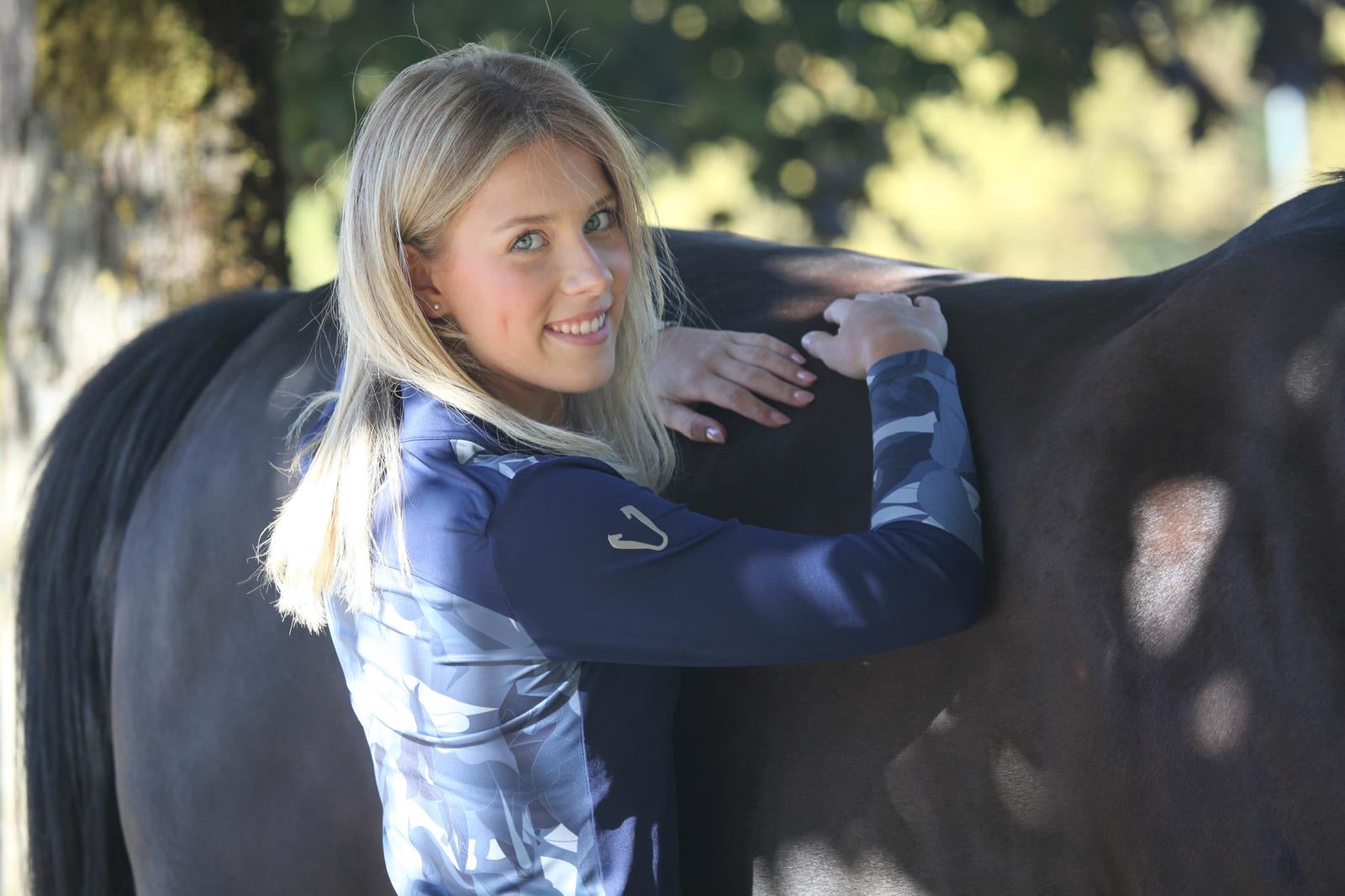 Top équitation technique femme Vengoh Azalea Base Layer Navy Bleu Marine - Manches longues