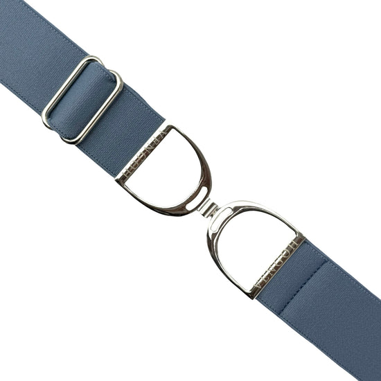 Ceinture équitation élastique Vengoh Navy Grey Bleu Gris - Boucle Silver - Taille unique