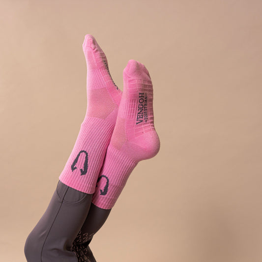 Kids Riding Socks VGH – Grey & Pink