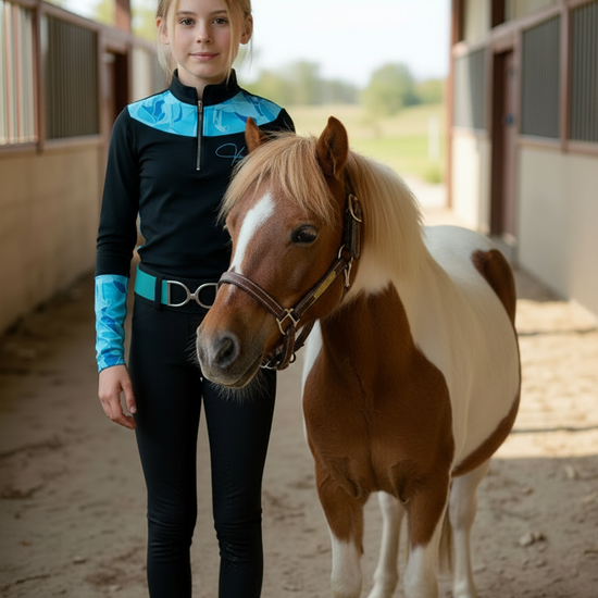 Leggings équitation enfant Vengoh Dahlia Kids Blue Bleu - Pantalon technique élastique