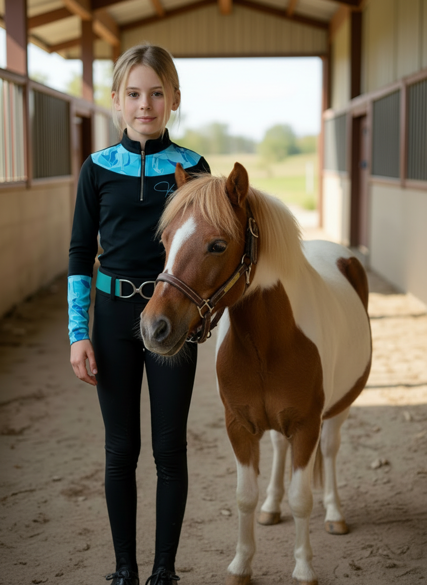 Leggings équitation enfant Vengoh Dahlia Kids Blue Bleu - Pantalon technique élastique