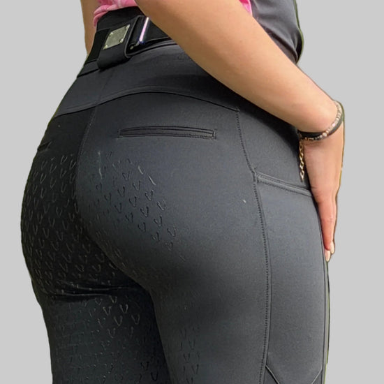 Pantalon d'équitation hiver Vengoh Iris W Breeches coloris Noir Black - Tissu technique chaud et thermique