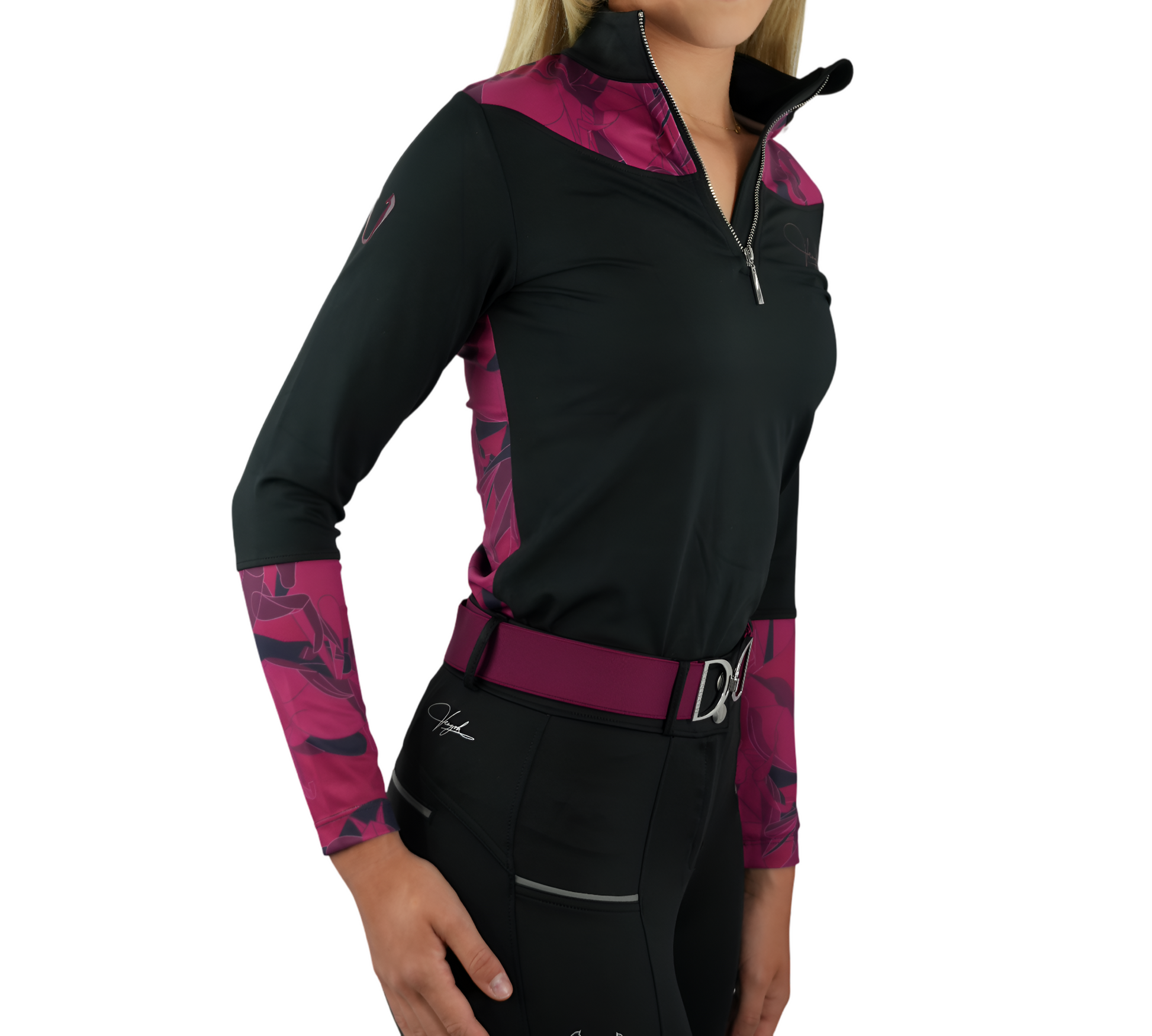 Coupe ajustée et poches sur pantalon équitation stretch Vengoh Camellia Black Noir