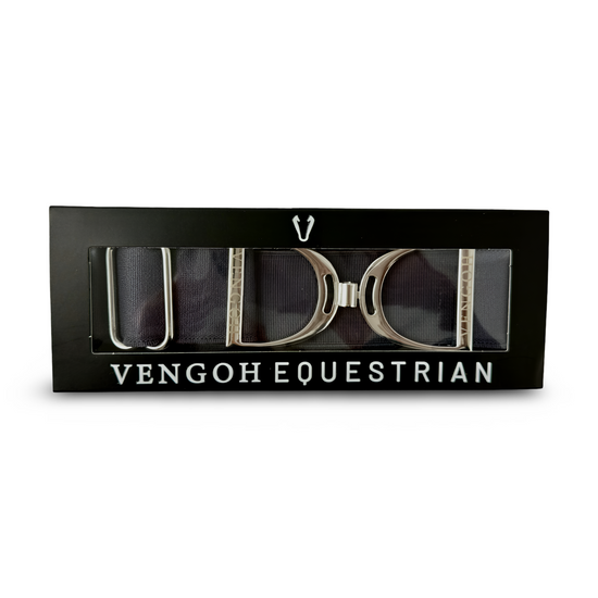 Coffret cadeau Vengoh : Ceinture élastique Anthracite et boucle Silver dans son écrin