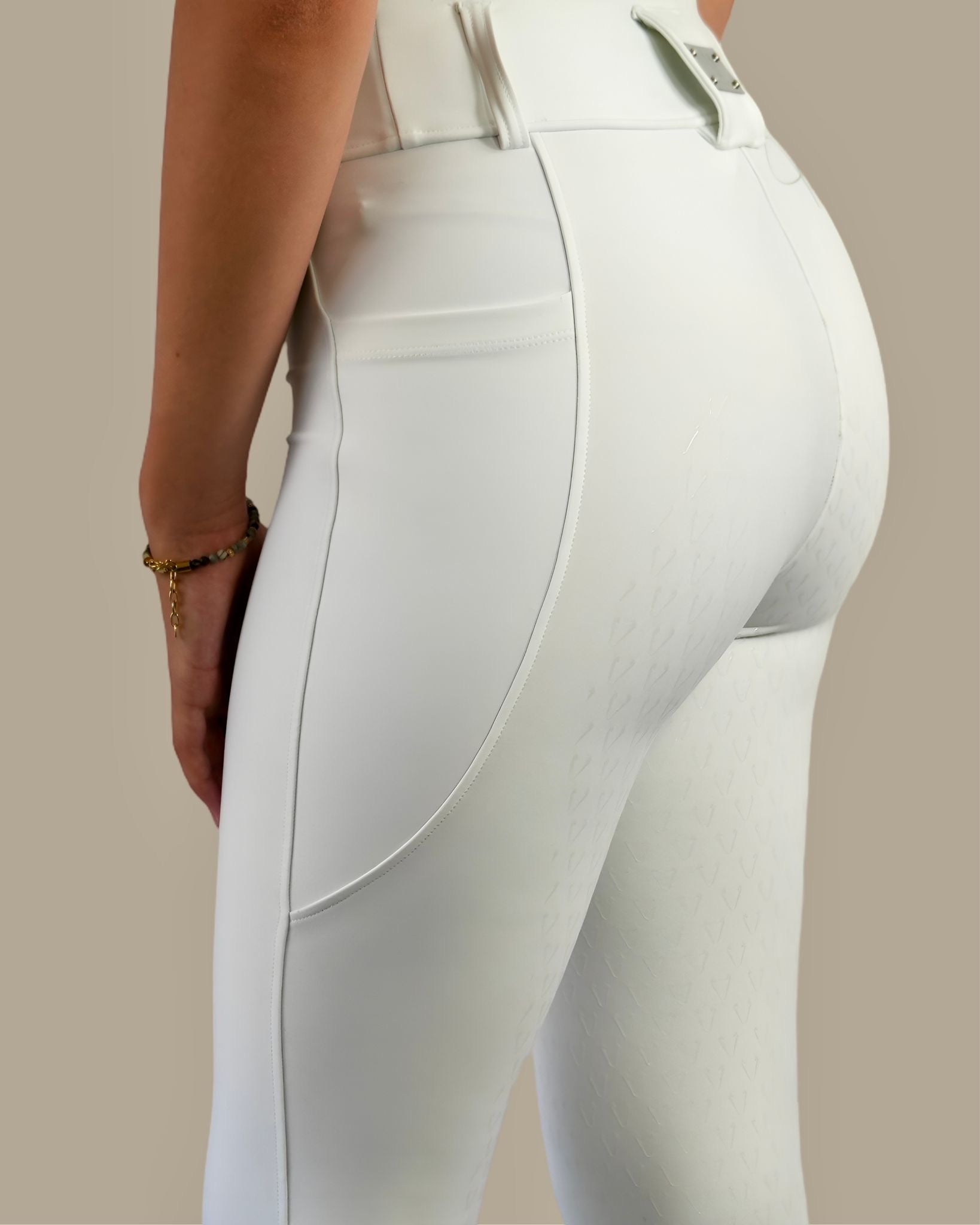 Leggings équitation femme Vengoh Dahlia Leggings White Blanc - Taille haute