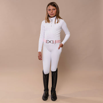 Base layer de concours enfant Starlette manches longues – Éclat blanc