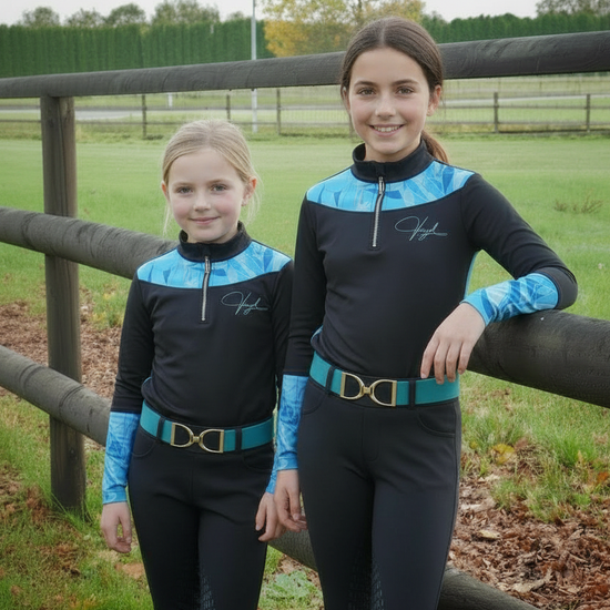 Détail assise full grip silicone sur leggings enfant Vengoh Dahlia Kids Blue - Adhérence et sécurité