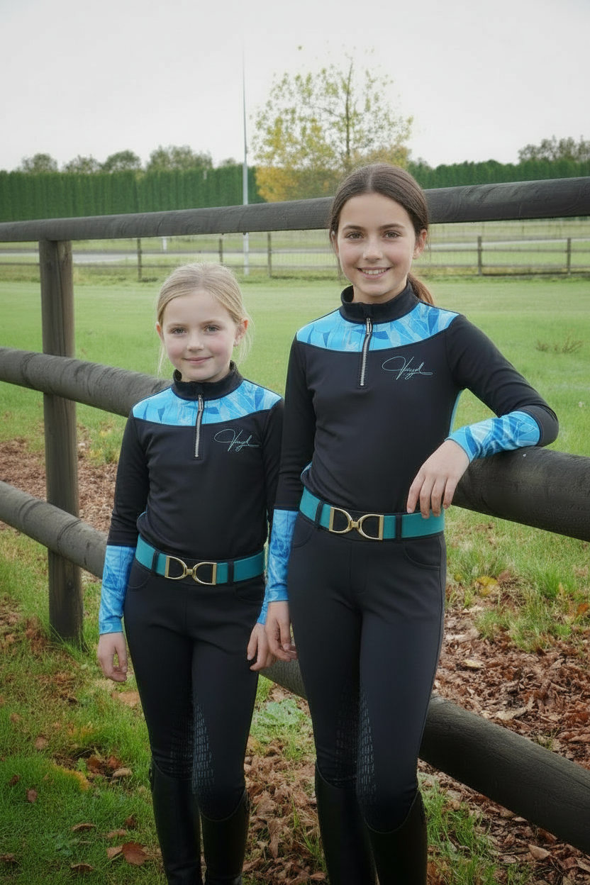 Détail assise full grip silicone sur leggings enfant Vengoh Dahlia Kids Blue - Adhérence et sécurité