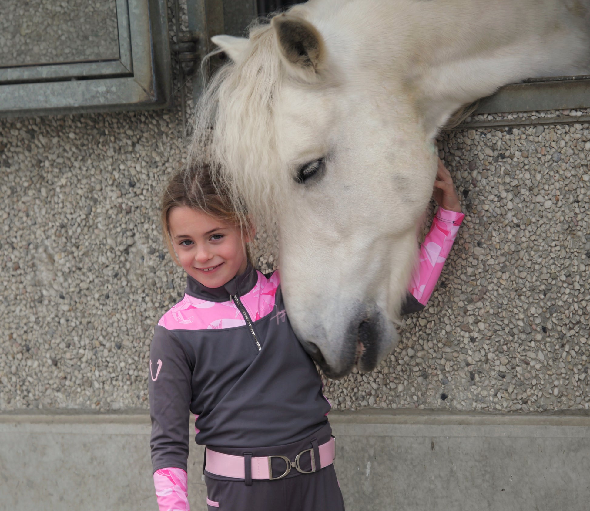 Top équitation technique enfant Vengoh Azalea Kids Base Layer Pink Rose - Manches longues
