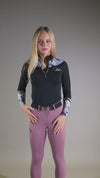 Azalea Long Sleeve Riding Base Layer – Black, Grey and White